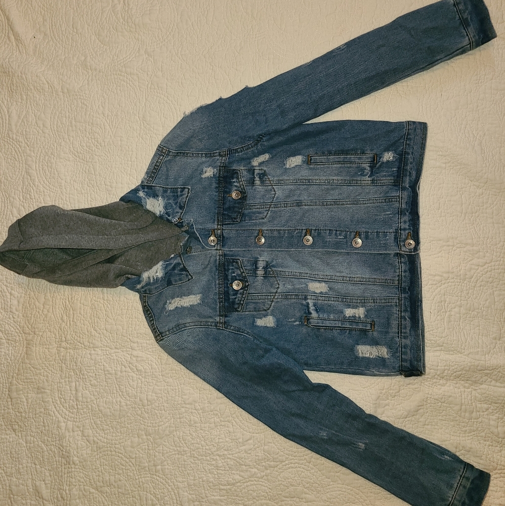 Juniors Jean Jacket with Detachable Hood